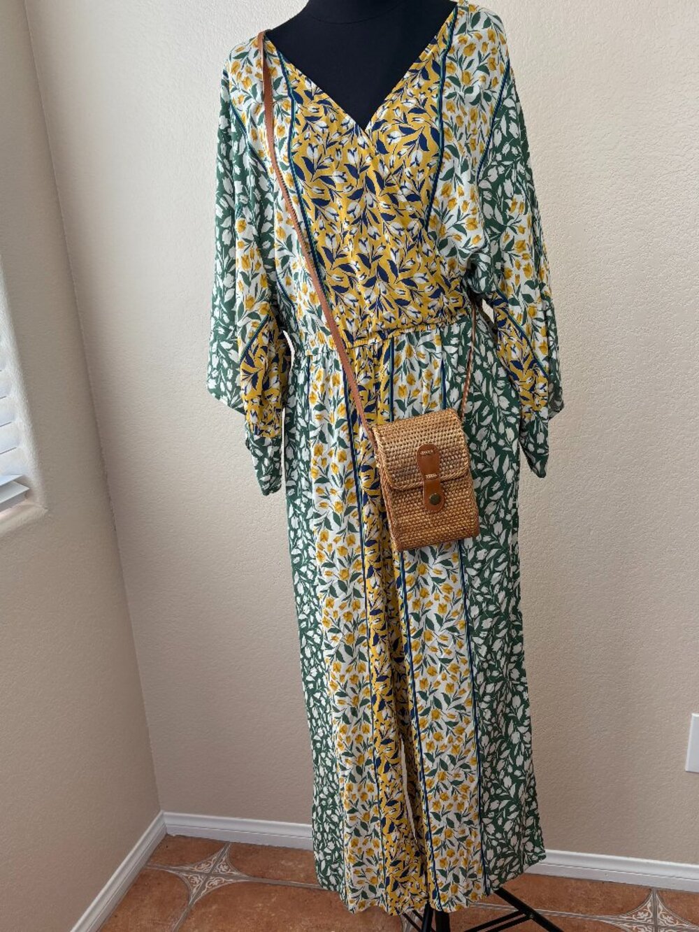 Democracy Multicolor Floral Boho Jumpsuit Womens XL Wide Leg Vacation Resort